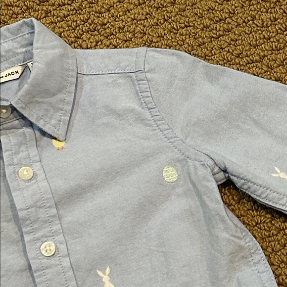 Janie and Jack The Embroidered Oxford Shirt Columbo Blue Bunny 12-18 mos Easter - Picture 4 of 15